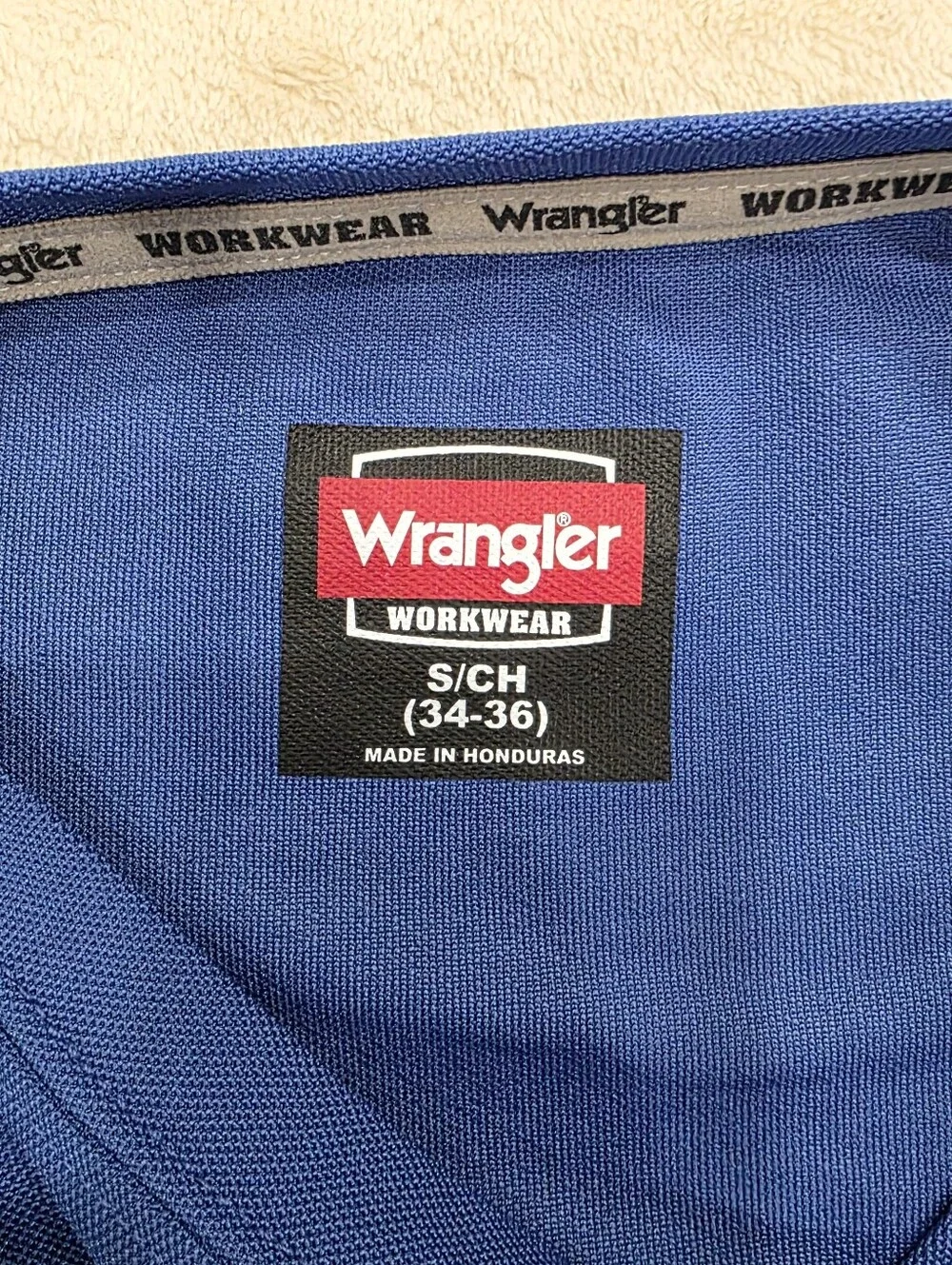 Wrangler T-Shirt Men's Small Blue Workwear Short Sleeve With Pocket Crew Neck - Picture 7 of 9